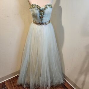 ALYCE Black Label Strapless Beaded Tulle Gown Prom Quinceañera Dress Sz 4